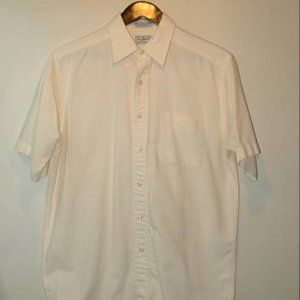 LL Bean pale yellow short sleeve shirt  med 15 1/2 33 6 % cotton single stitch